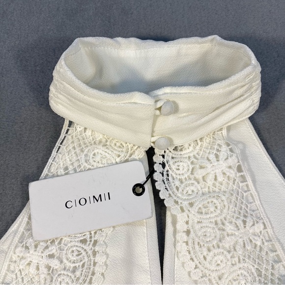 COMI Women’s Elegant White Lace Halter Top, with Tie Back or Around Waist,size S - Picture 6 of 7